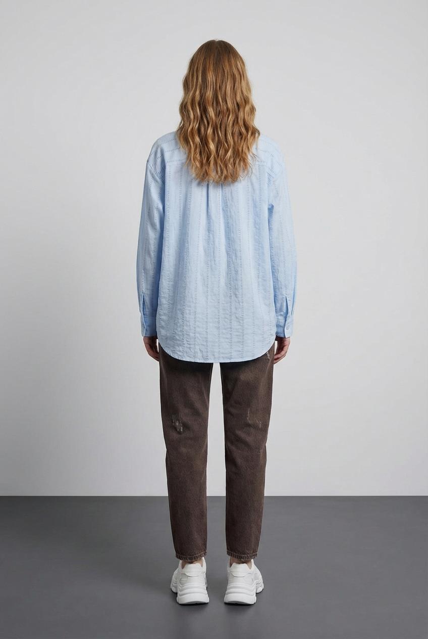 Quzu Uzun Kollu Gömlek Mavi