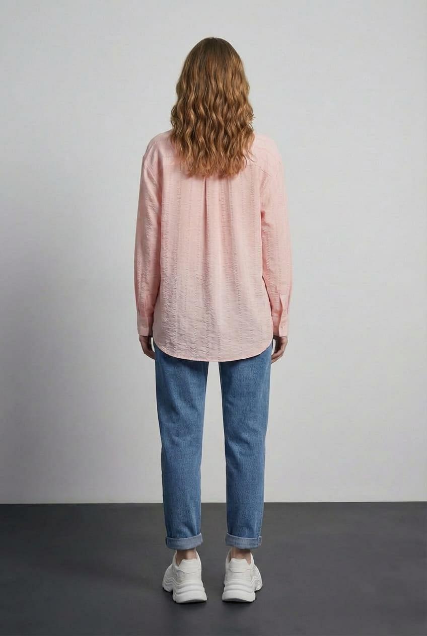 Quzu Uzun Kollu Gömlek Pembe