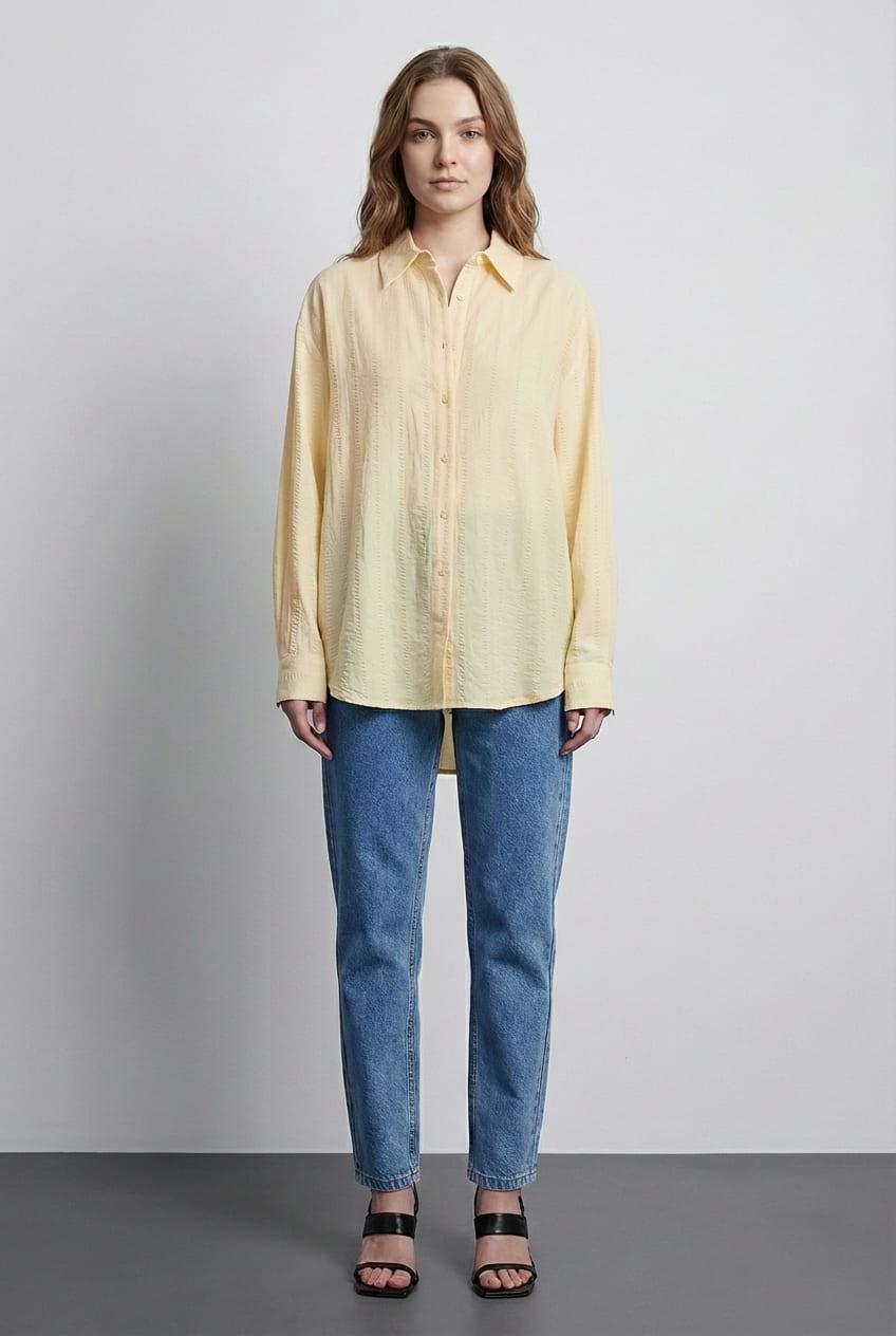 Quzu Uzun Kollu Gömlek Sarı