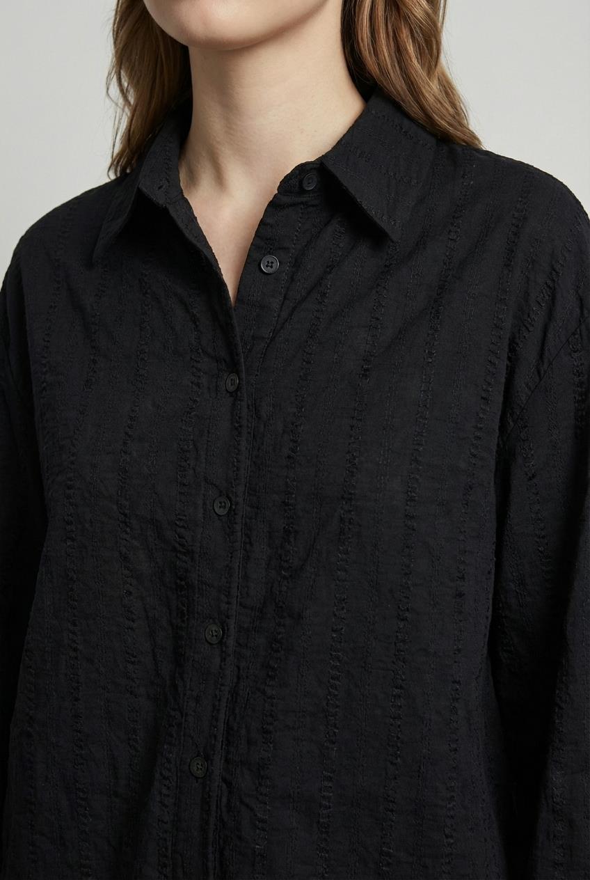 Quzu Uzun Kollu Gömlek Siyah