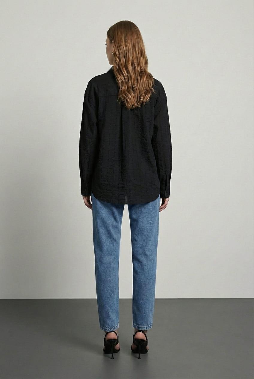 Quzu Uzun Kollu Gömlek Siyah