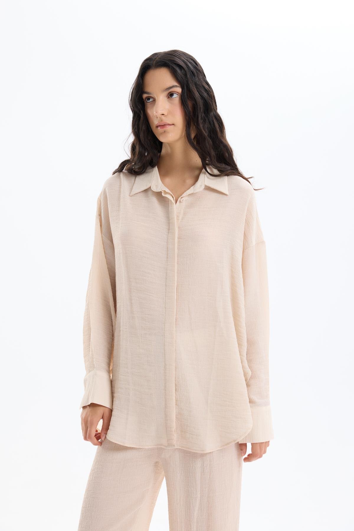 Quzu Uzun Kollu Gömlek Taş