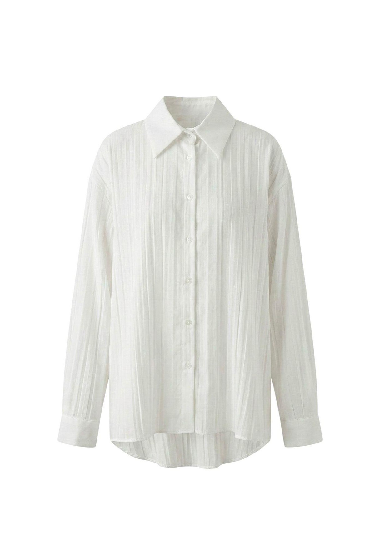 Quzu Uzun Kollu Oversize Gömlek Ekru