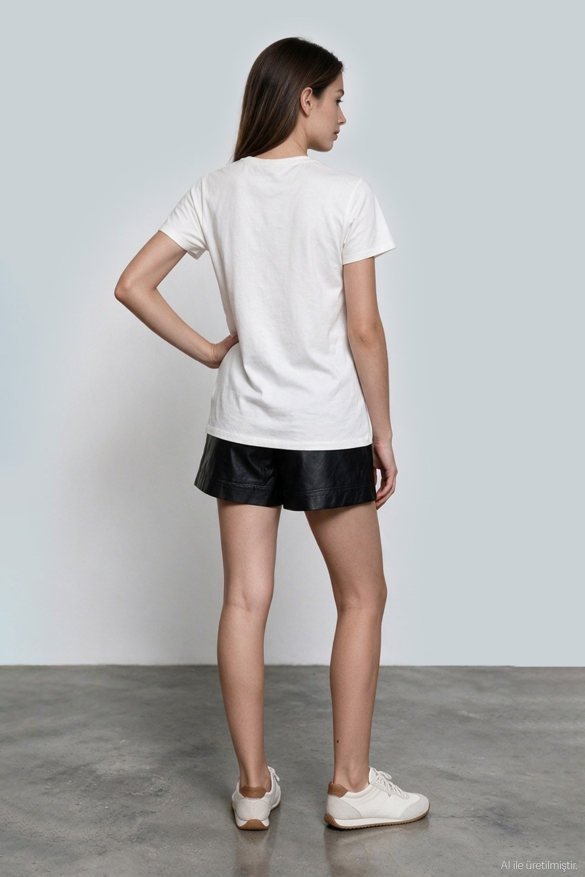 Quzu Varak Baskı Detaylı T-shirt Ekru