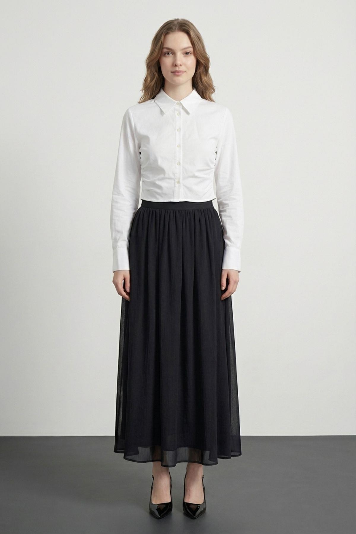 Quzu Vatkalı Crop Gömlek Ekru