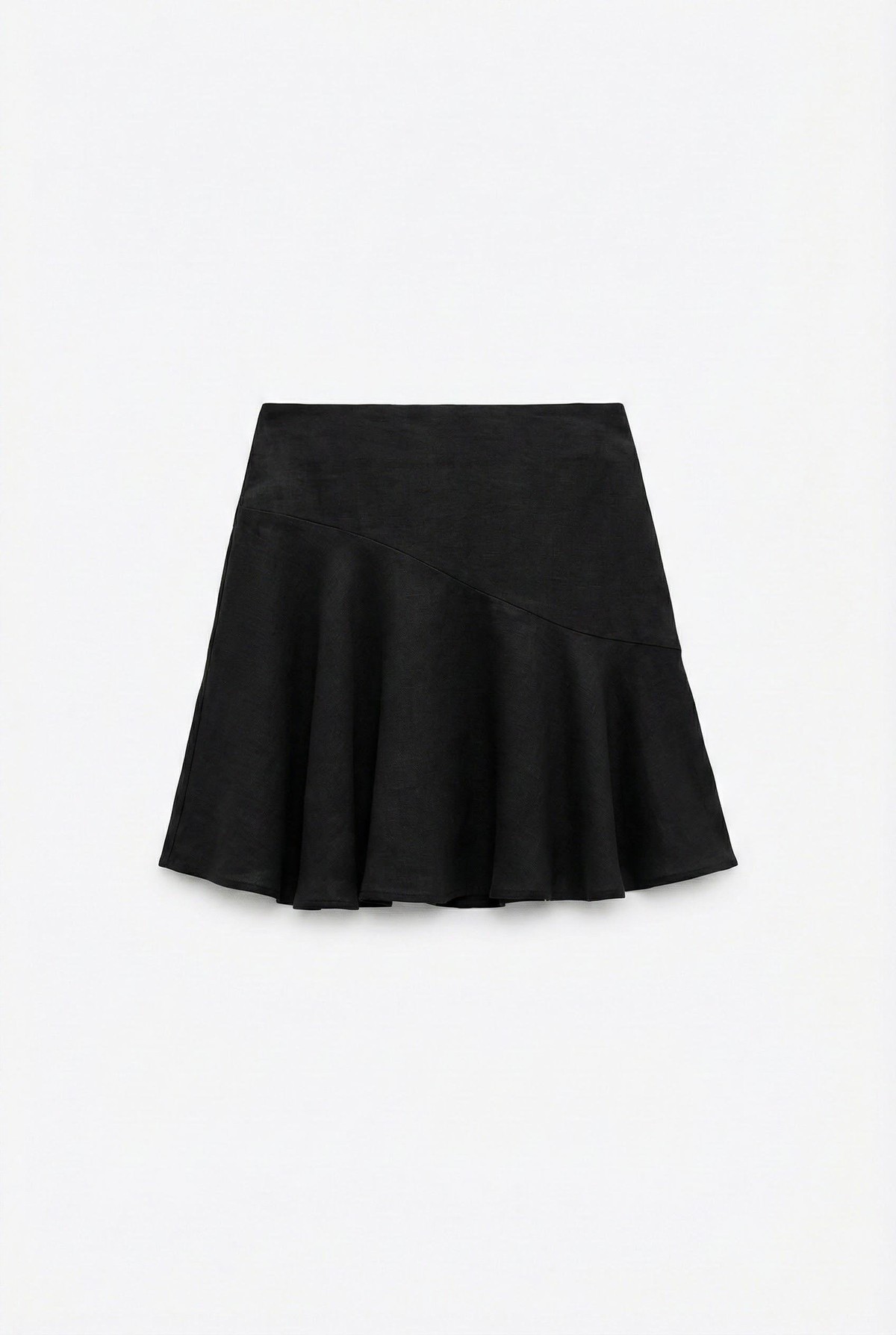 Quzu Volanlı Asimetrik Mini Etek Siyah