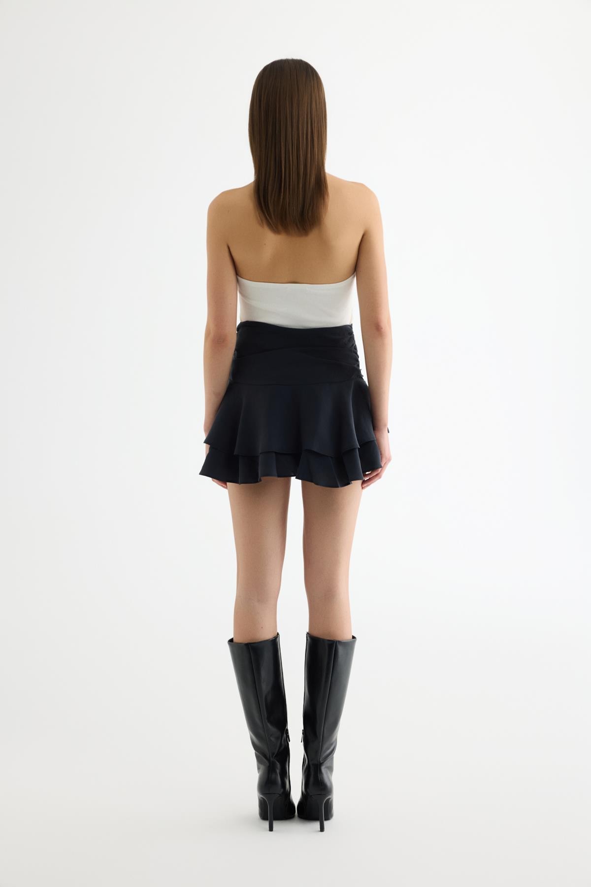 Quzu Volanlı Etek Siyah