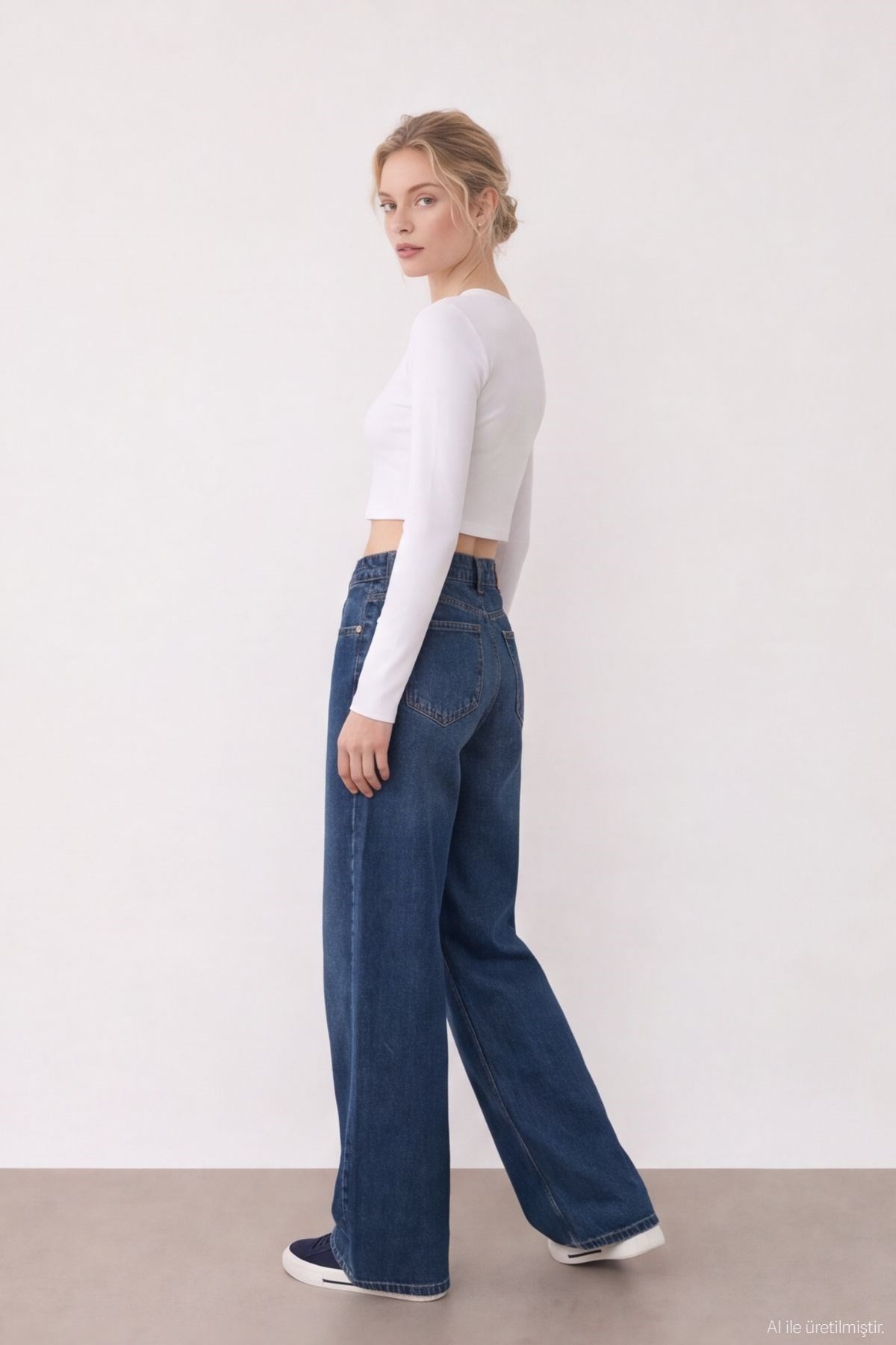 Quzu Wide Leg Jean Lacivert