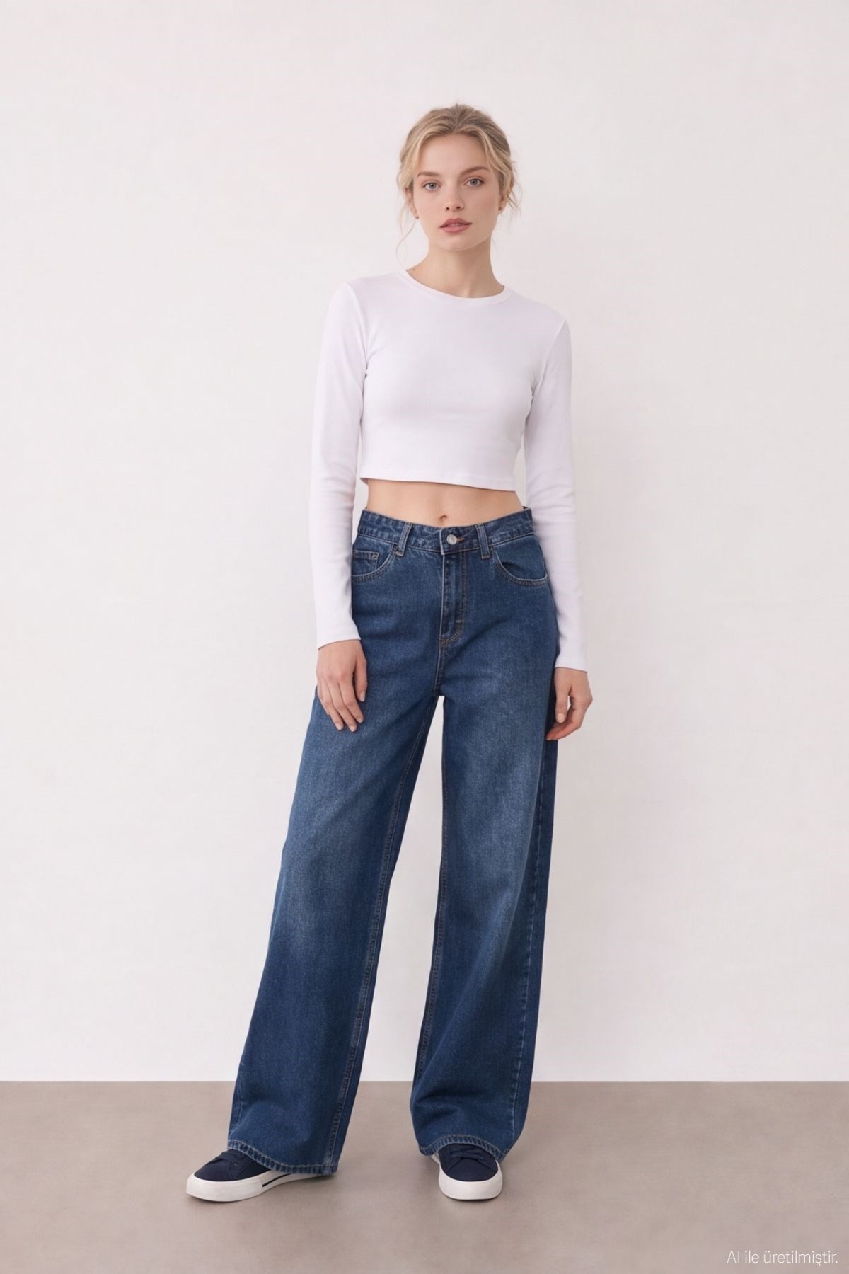 Quzu Wide Leg Jean Lacivert