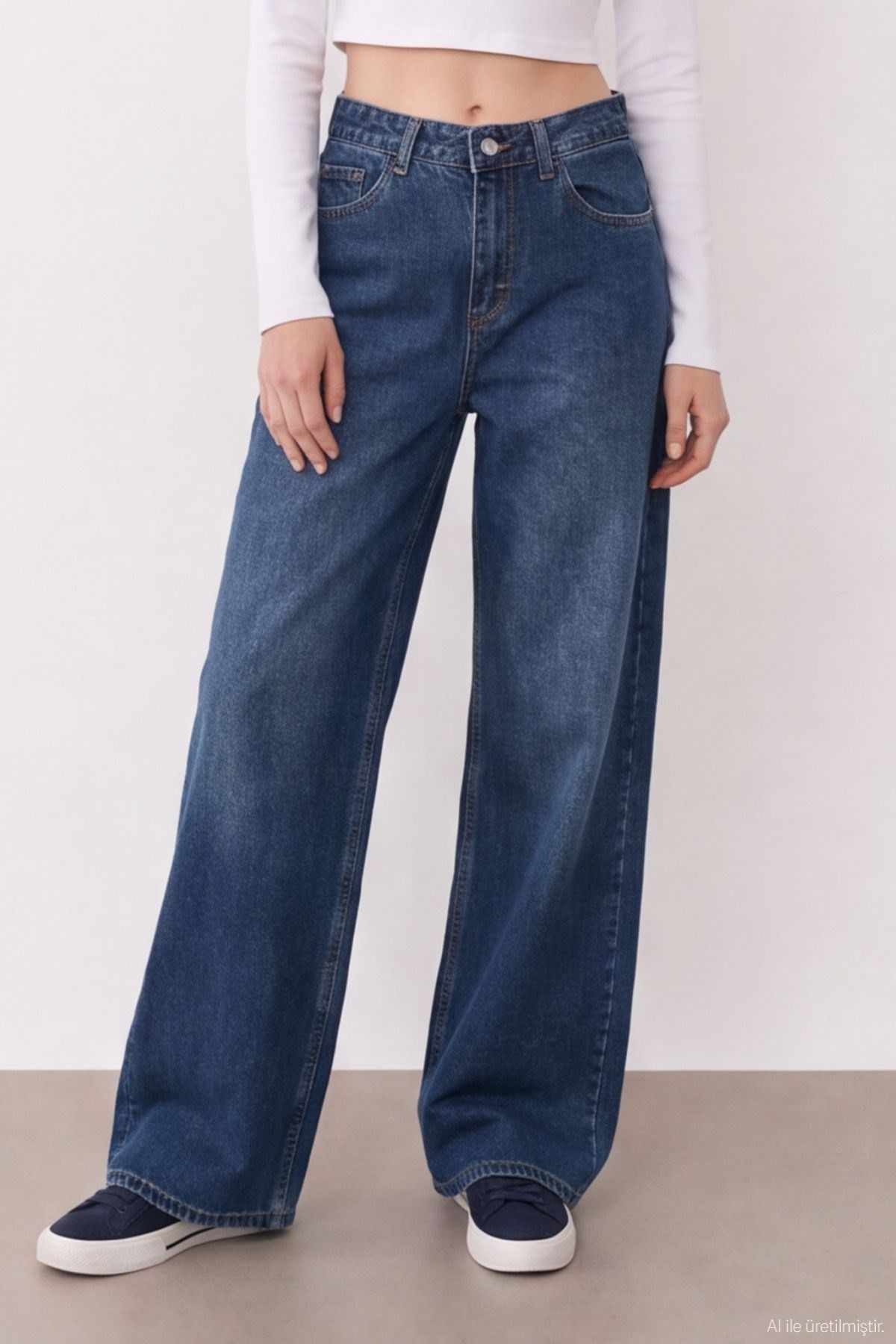 Quzu Wide Leg Jean Lacivert