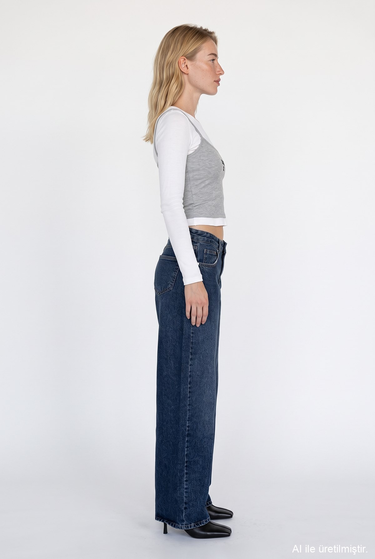 Quzu Wide Leg Jean Lacivert