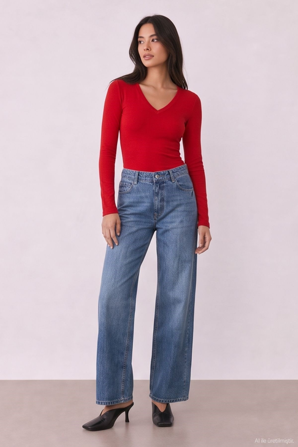 Quzu Wide Leg Jean Mavi