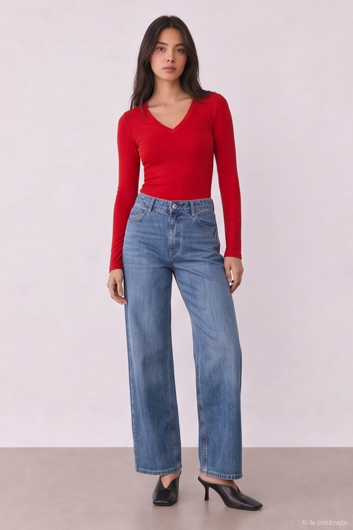 Quzu Wide Leg Jean Mavi
