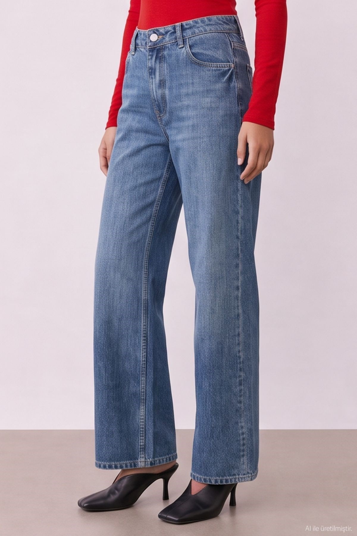 Quzu Wide Leg Jean Mavi