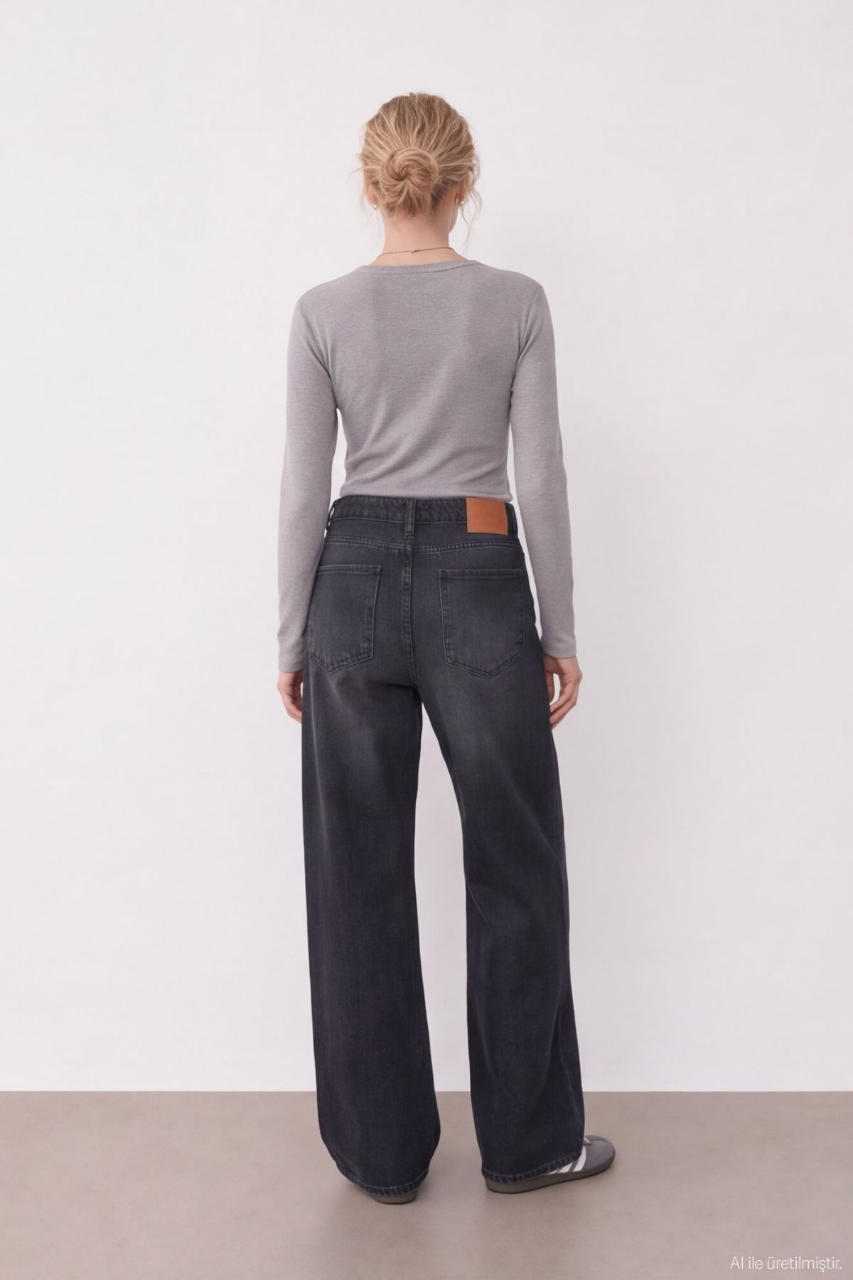 Quzu Wide Leg Jean Siyah