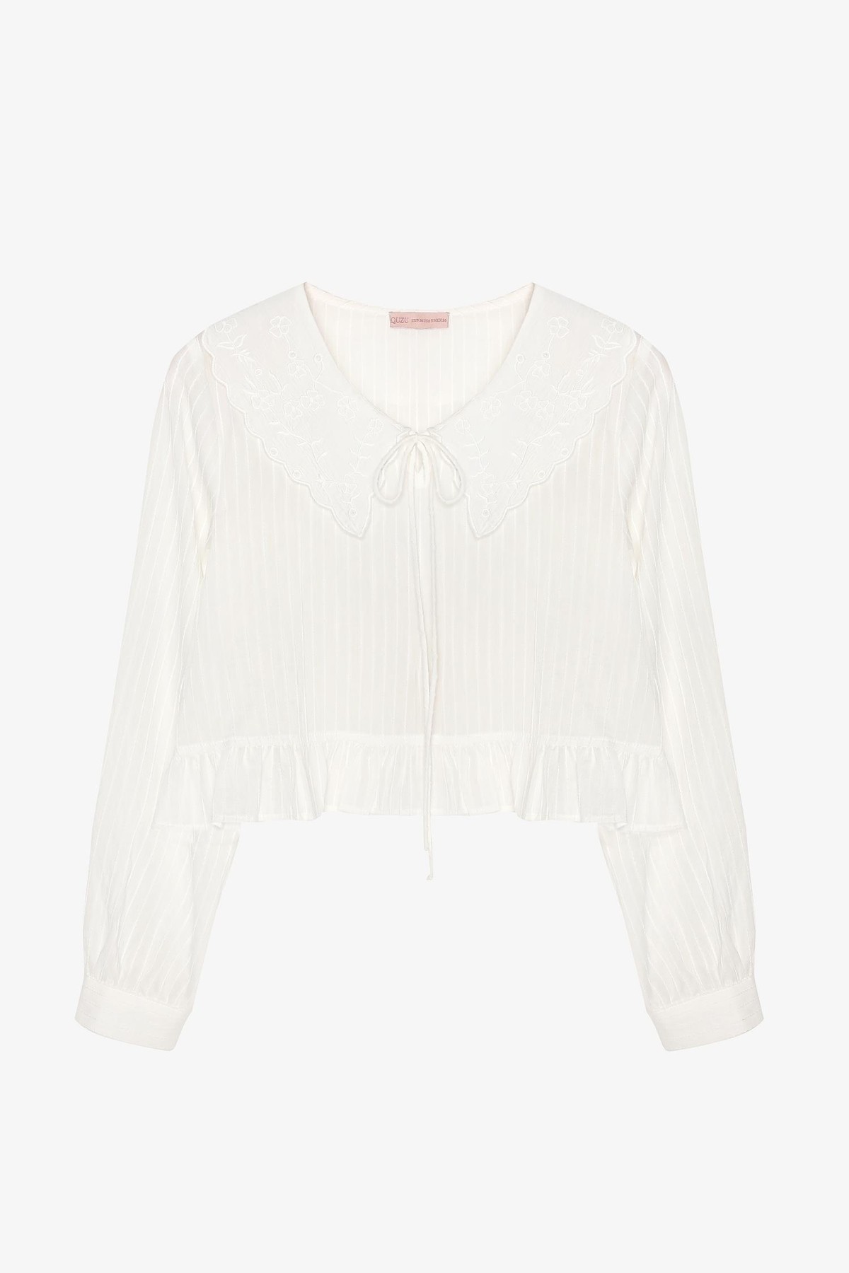 Quzu Yaka Detaylı Bluz Ekru