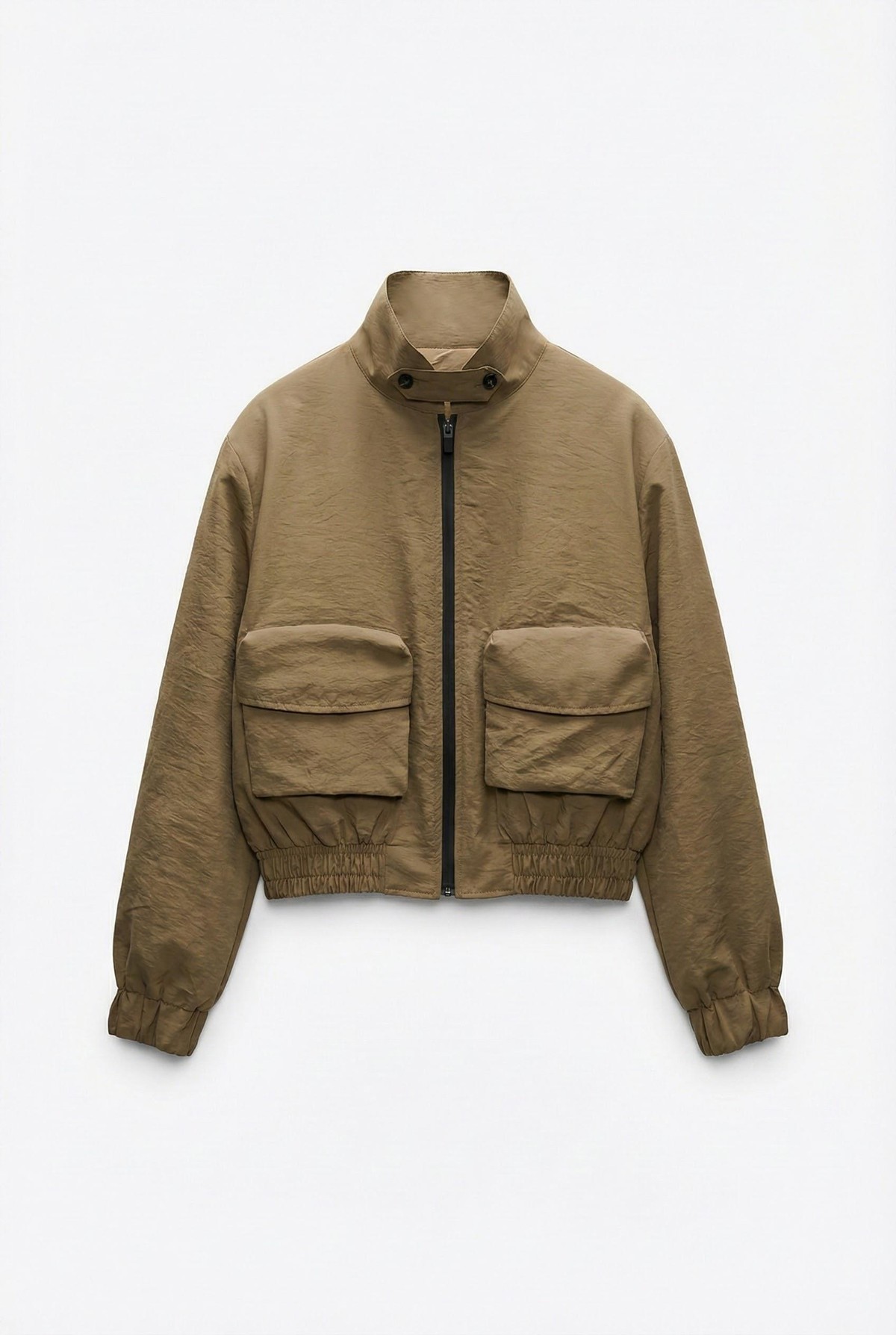 Quzu Yaka Detaylı Ceket Açık Haki