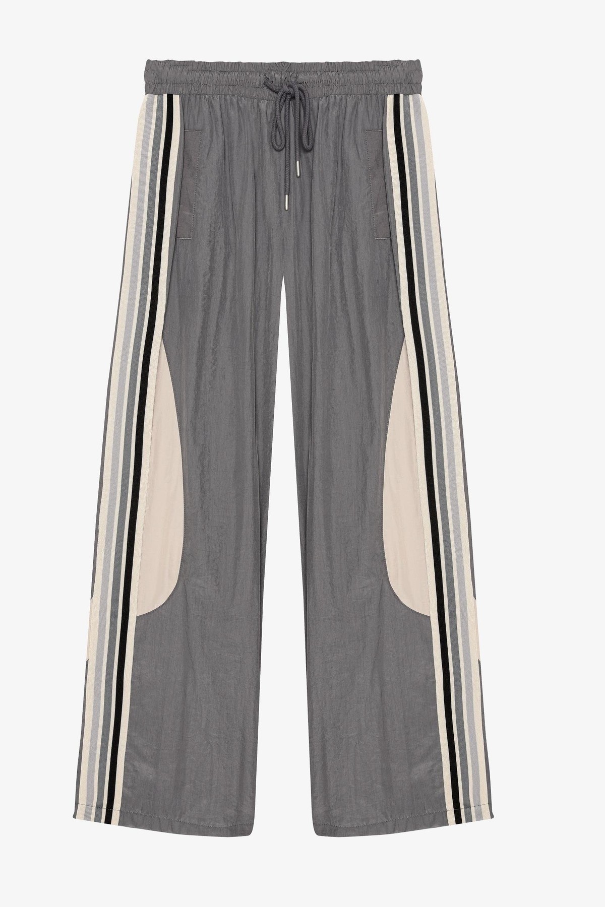 Quzu Yanları Şerit Detaylı Pantolon Gri