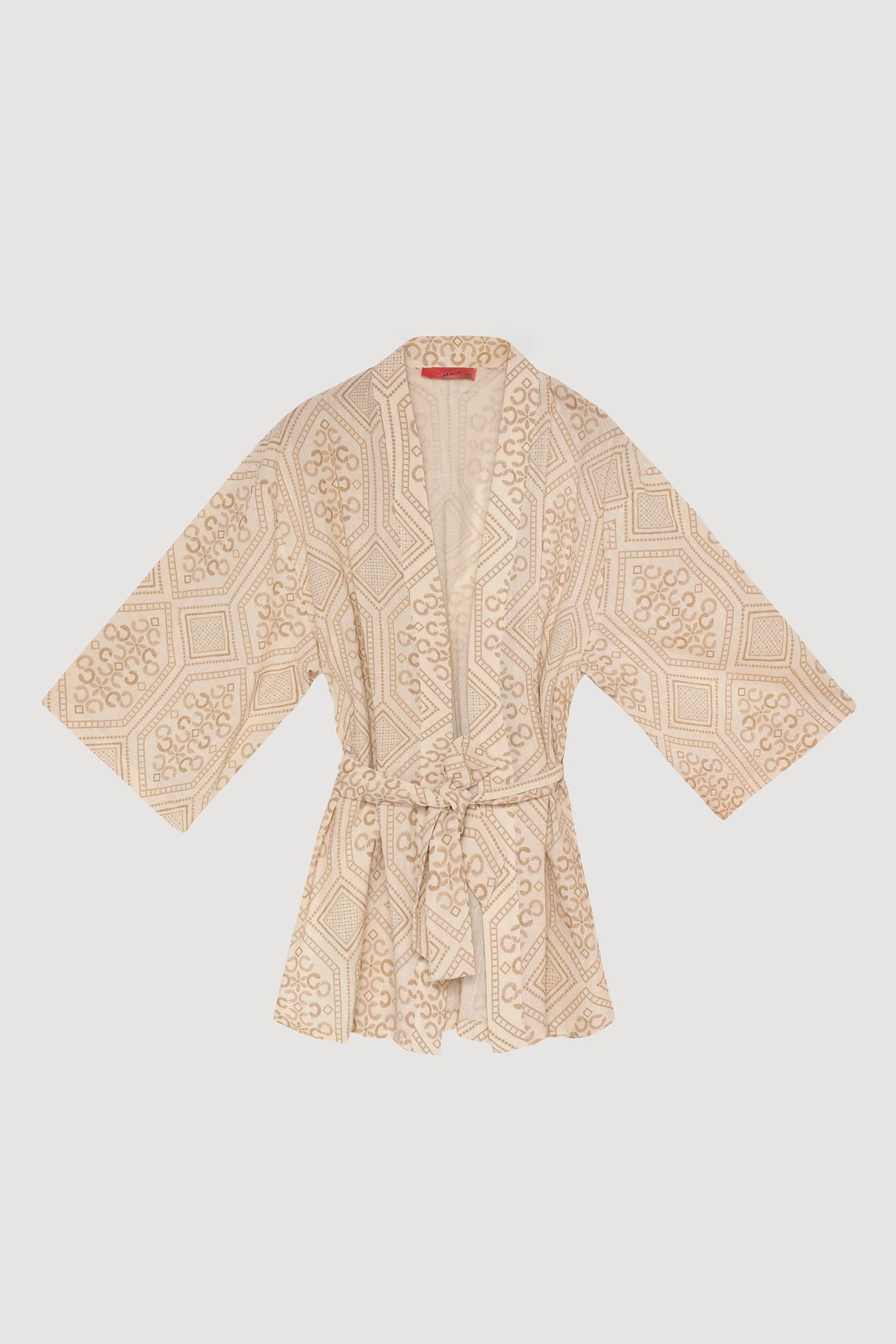 Quzu Yanları Yırtmaç Detaylı Kimono Natur