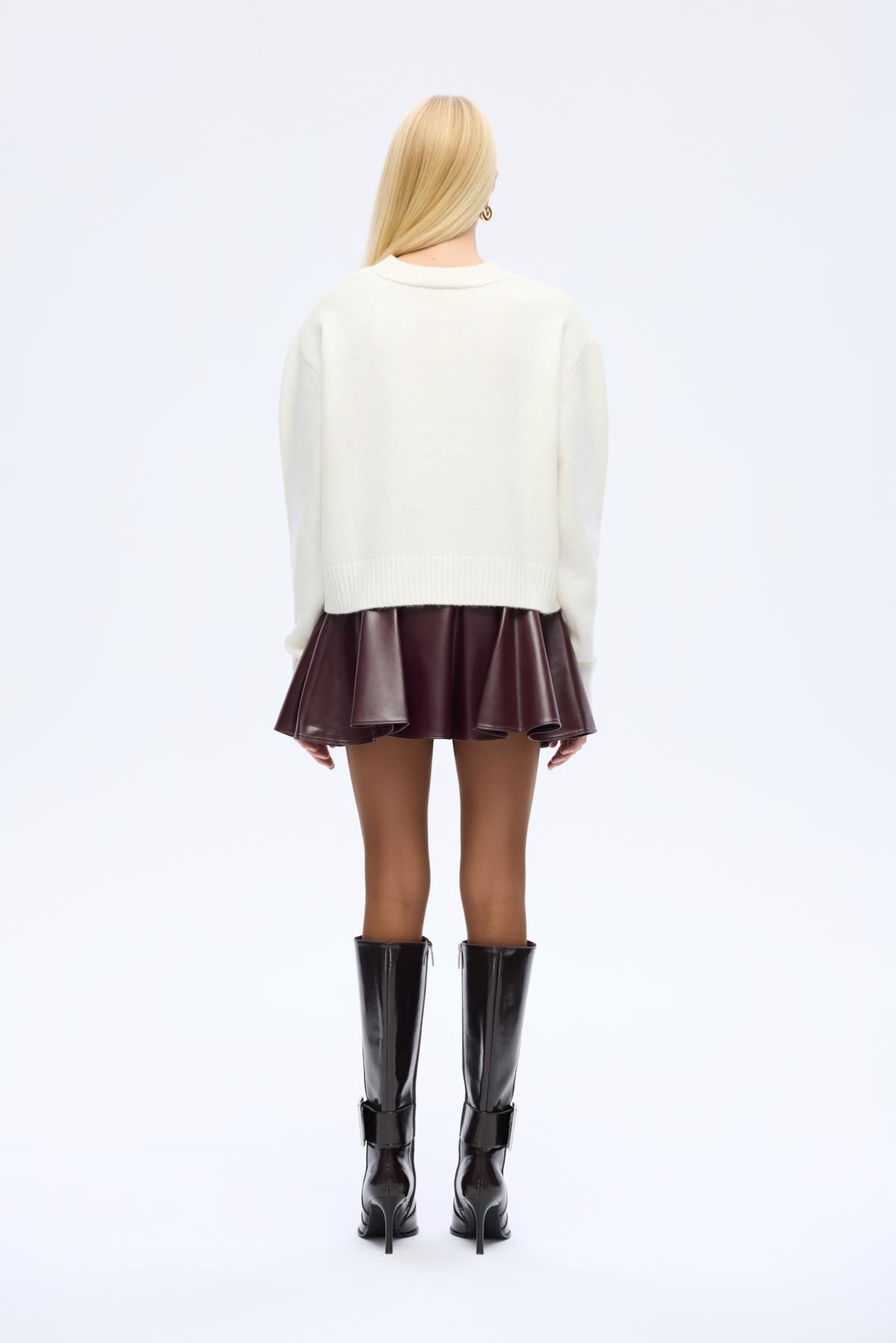 Quzu Yazı Detaylı Triko Ekru