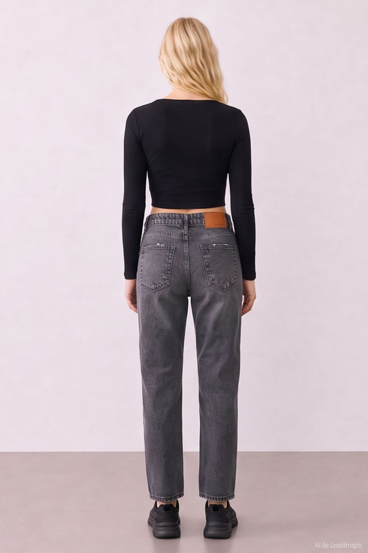 Quzu Yırtık Detaylı Denim Pantolon Antrasit