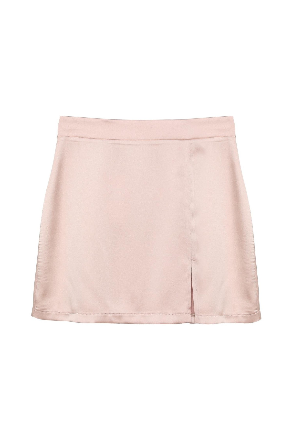 Quzu Yırtmaç Detaylı Saten Etek Taş