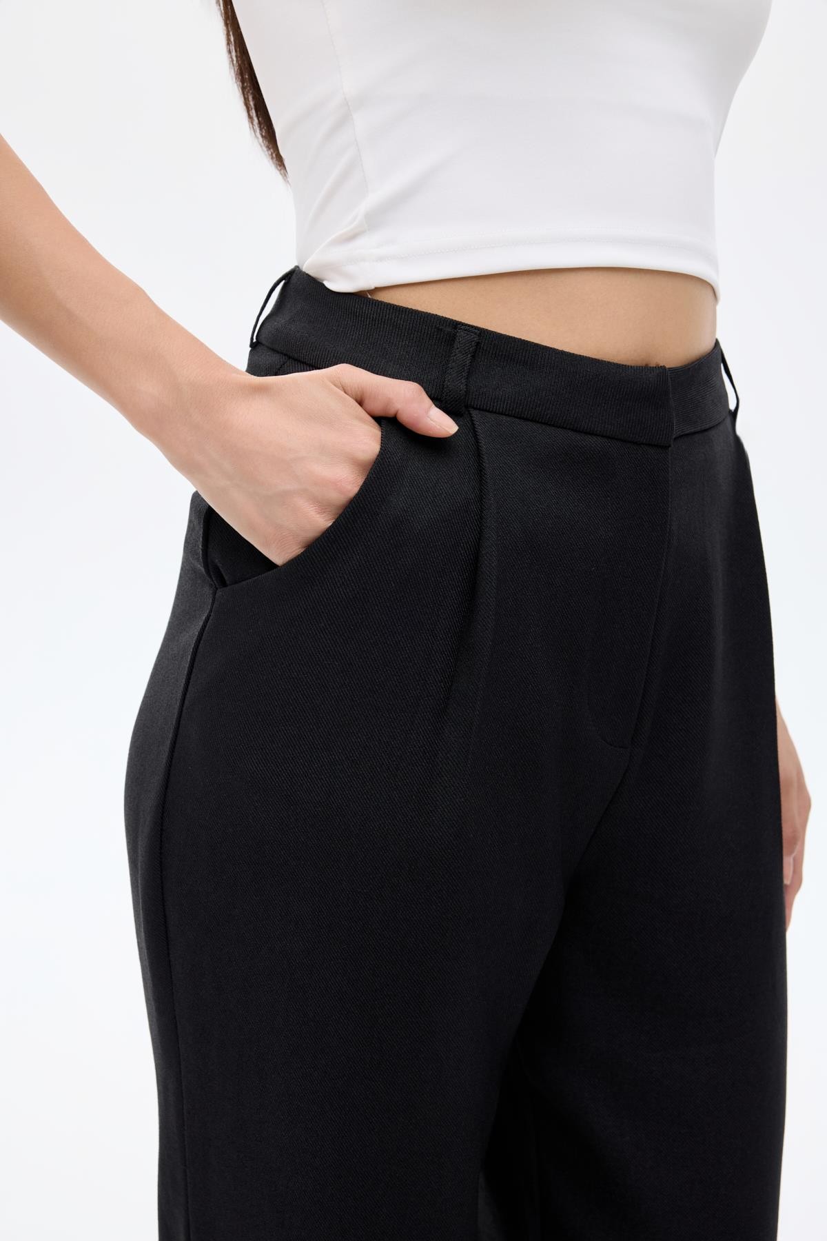 Quzu Yüksek Bel Havuç Pantolon Siyah