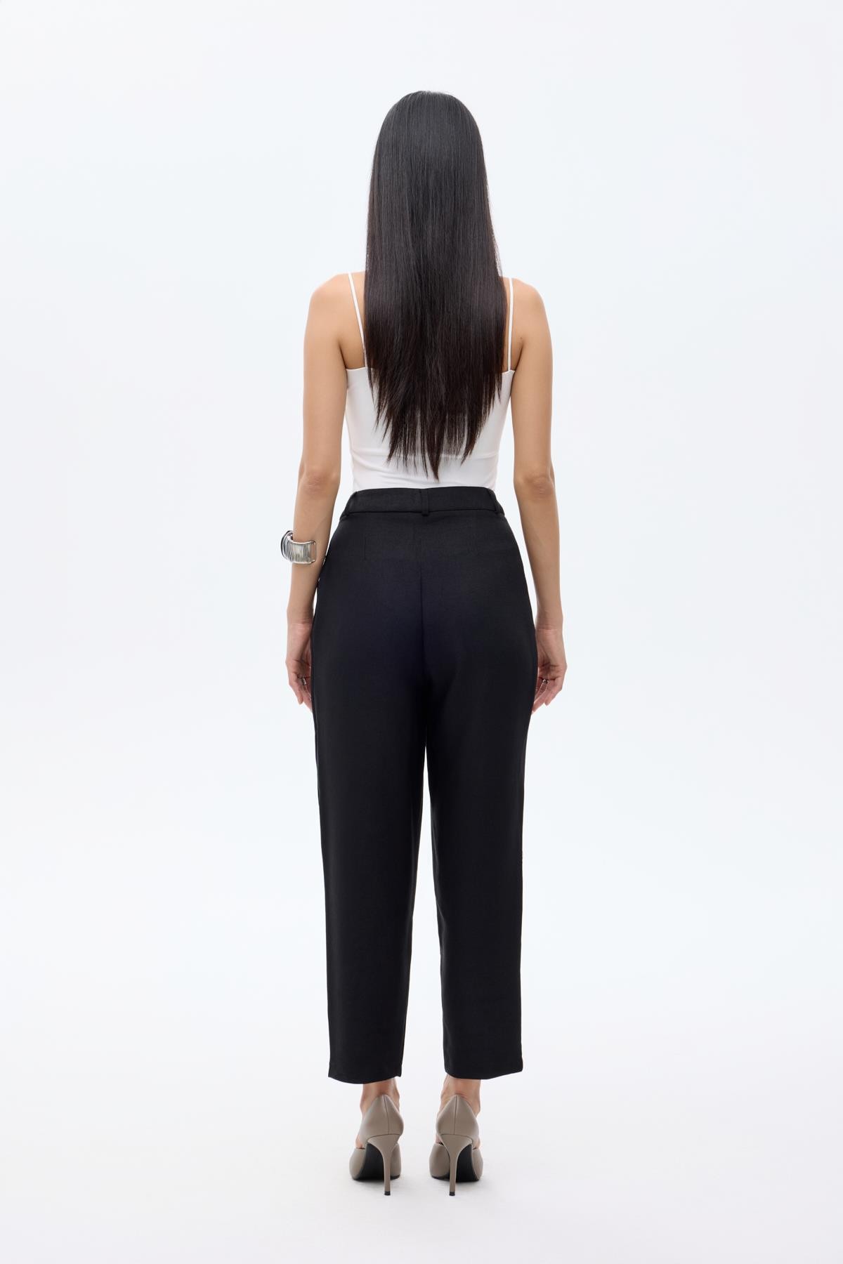 Quzu Yüksek Bel Havuç Pantolon Siyah