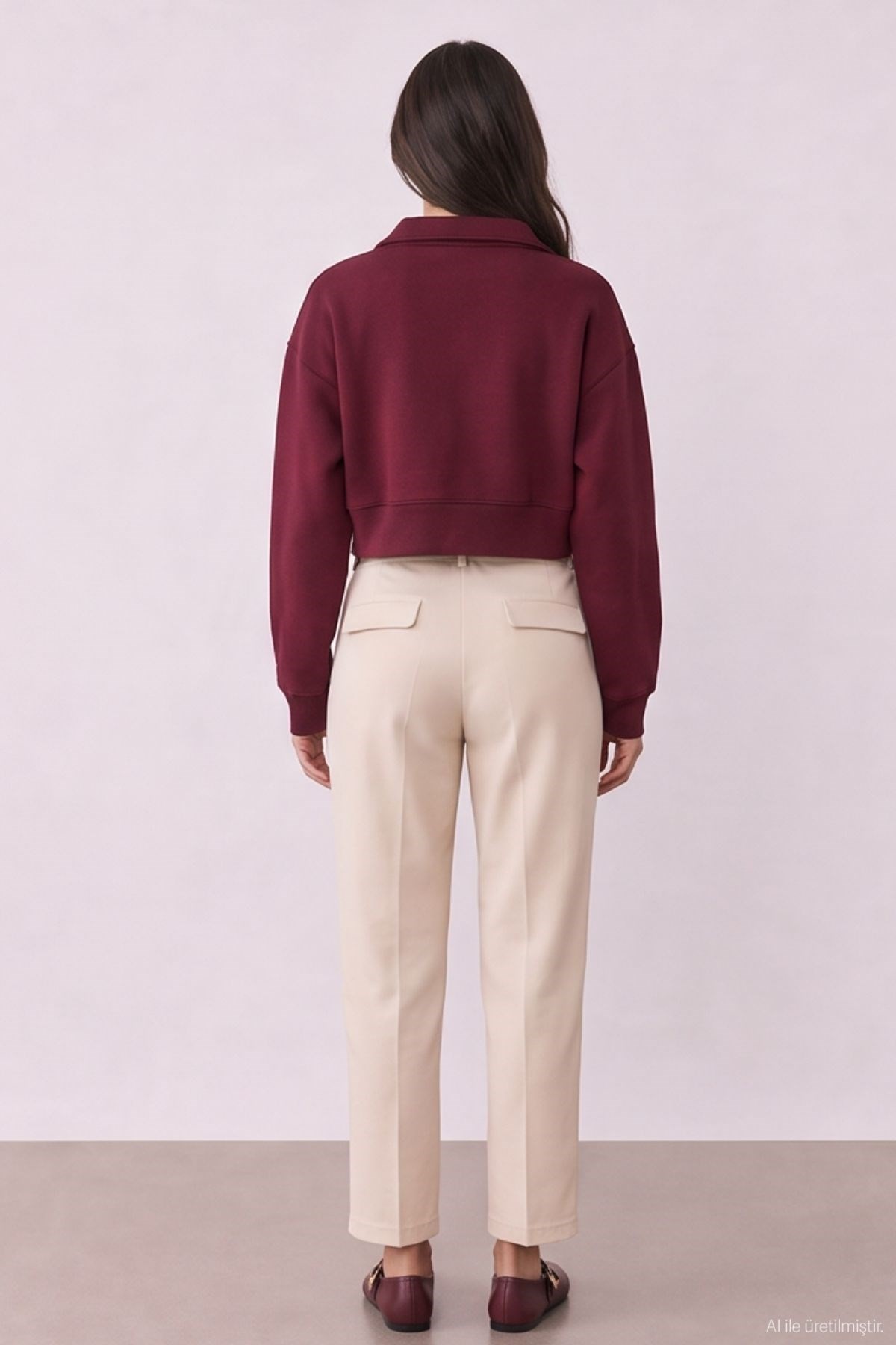 Quzu High Waist Belted Pleated Trousers Beige