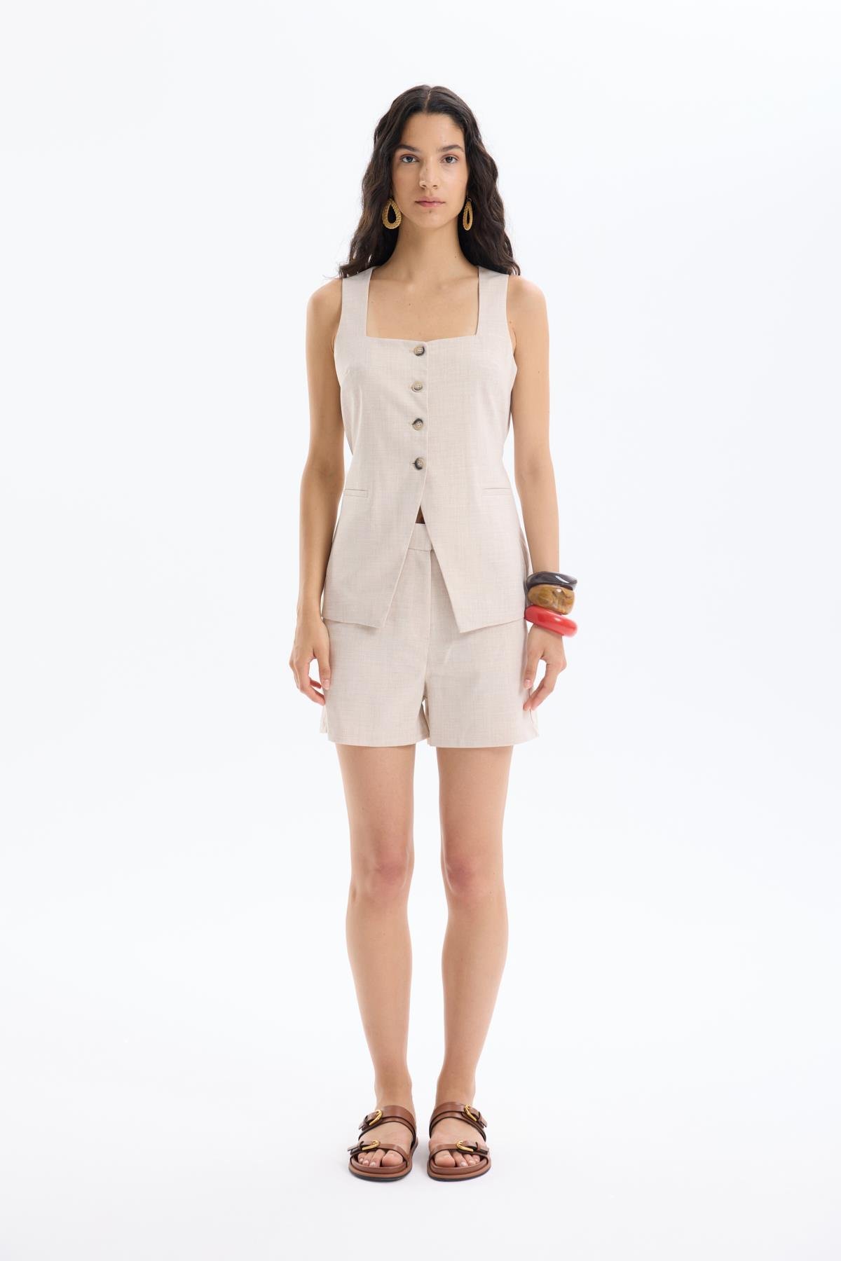 Quzu High Waist Shorts Natural