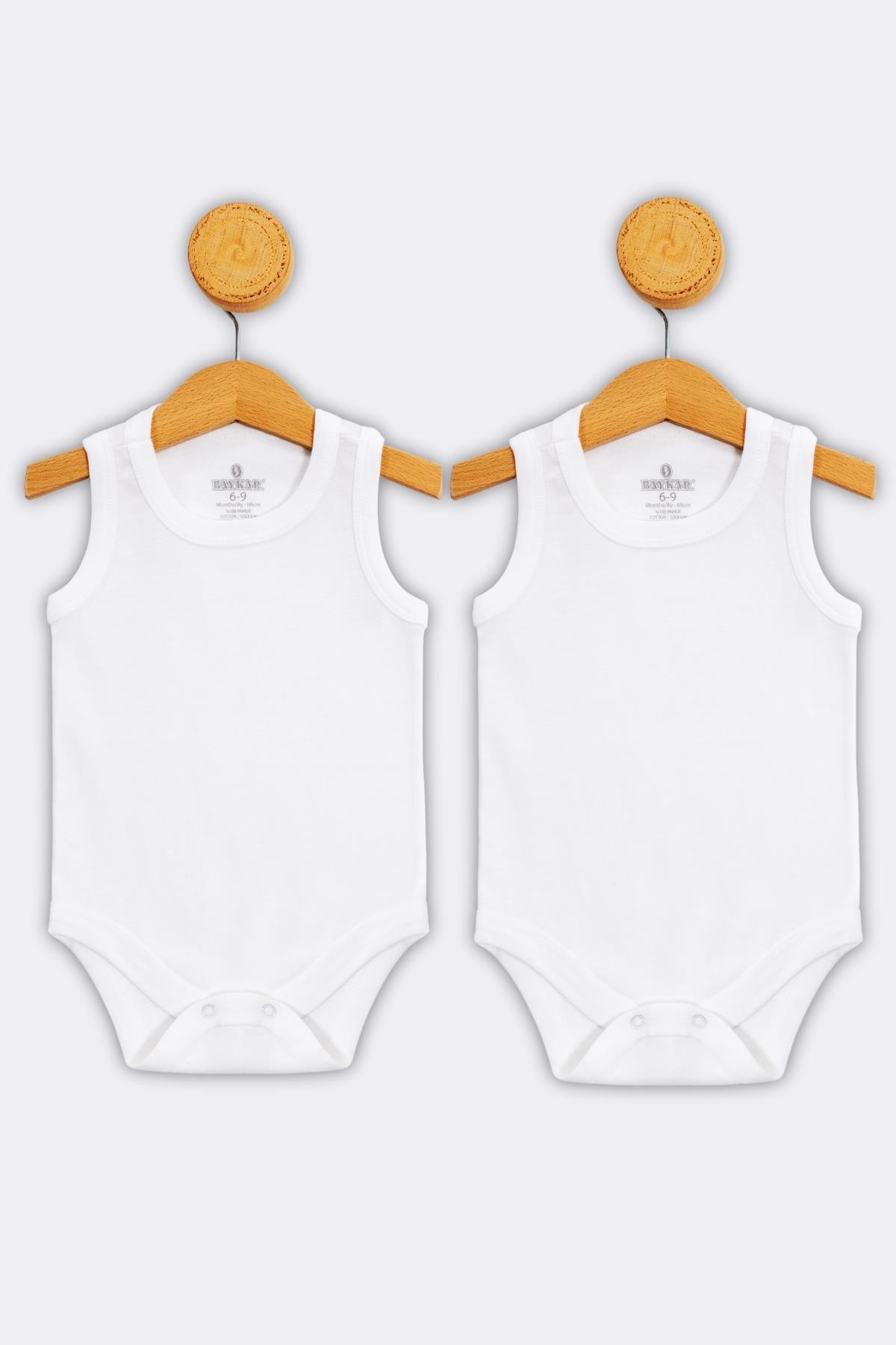 %100 Organik Pamuklu Bebek Çıtçıtlı Zıbın Body 2'li Paket Beyaz