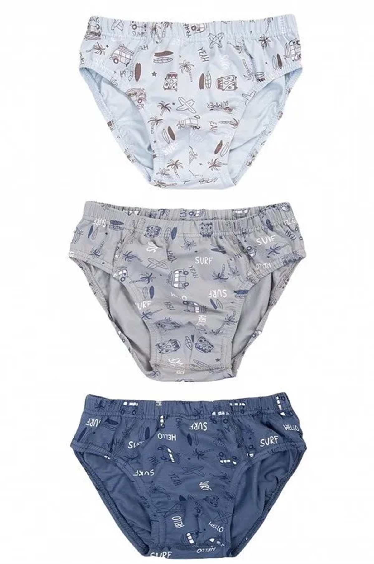 Baykar Erkek Çocuk Baskılı Boxer 3'lü Paket 3639-3 Gri