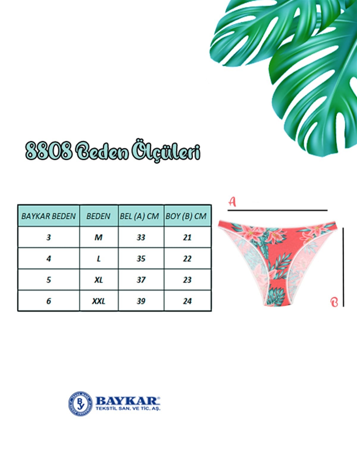 Baykar Kadın Bikini Külot 3Lü Paket  8808-95 Renkli4