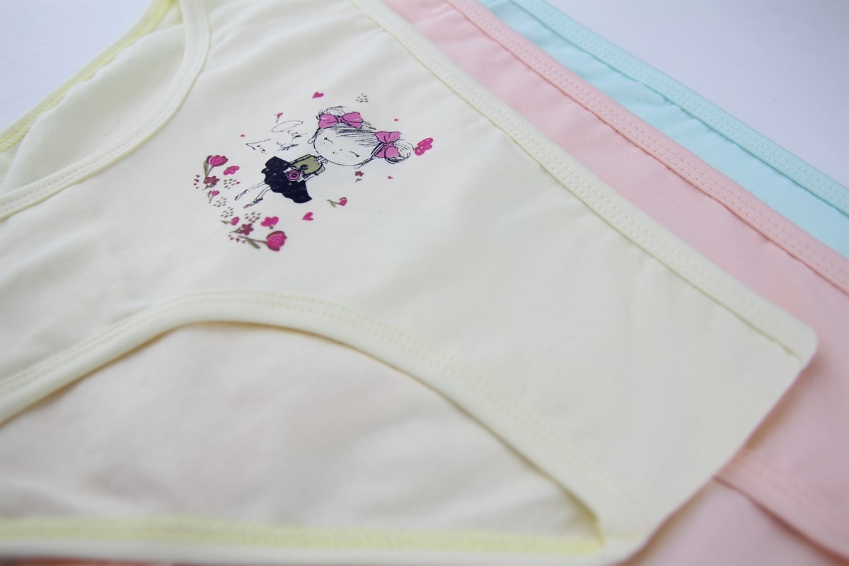 Baykar Kız Çocuk Baskılı Külot 3'lü Set 5312 Somon