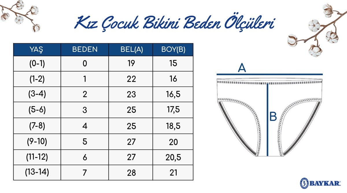 Baykar Kız Çocuk Desenli 3'lü Paket Külot 5976 Mor