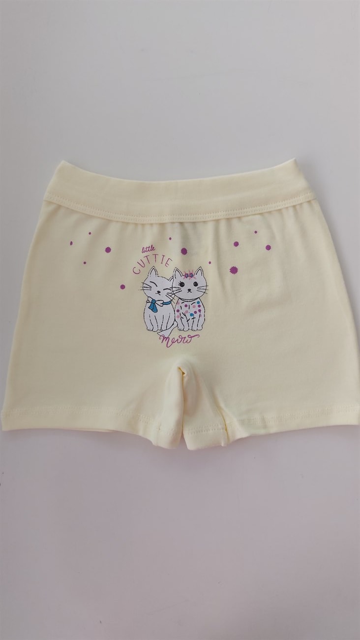 Baykar Kız Çocuk Desenli Boxer Şort 3'lü Paket 5261-3 Sarı