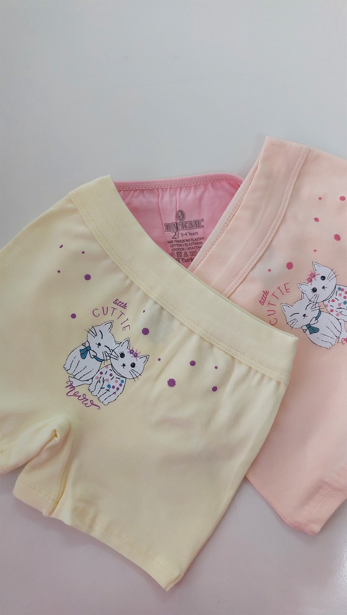 Baykar Kız Çocuk Desenli Boxer Şort 3'lü Paket 5261-3 Sarı