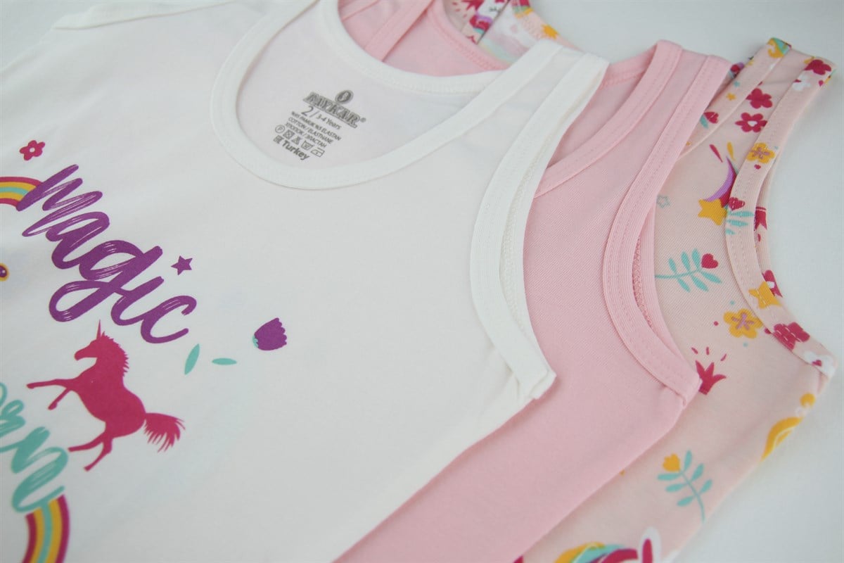 Baykar Kız Çocuk İnce Askılı Atlet 3'lü Paket 4294 Pembe