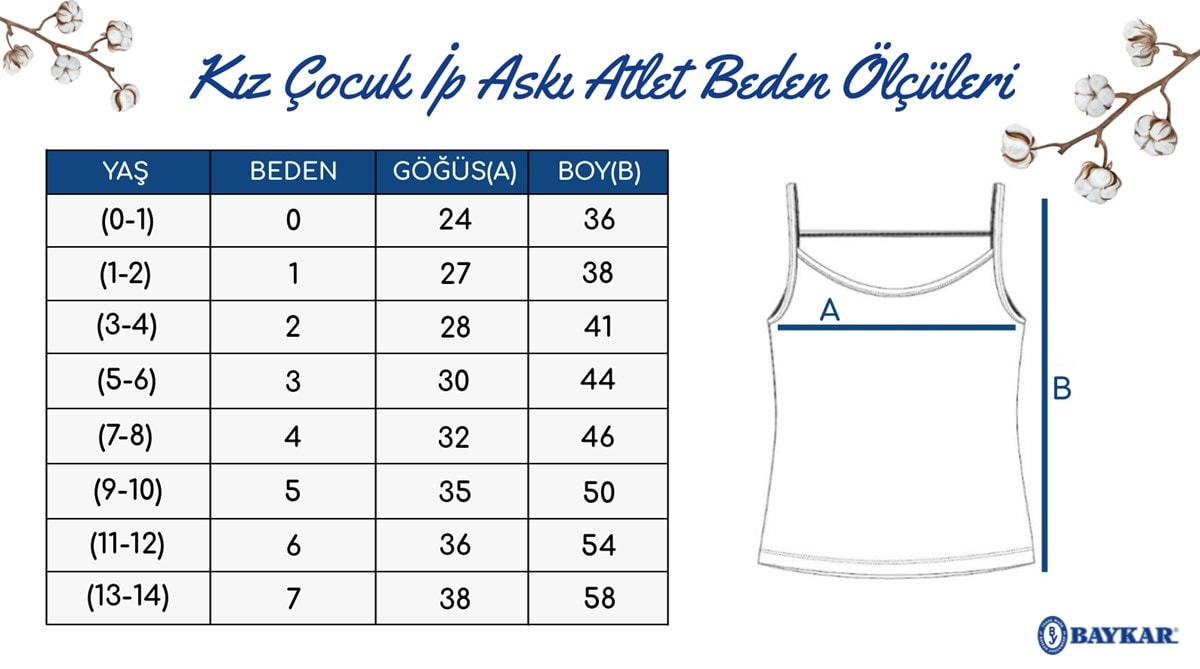 Baykar Kız Çocuk İnce Askılı Atlet 3'lü Paket 4246-3 Lila