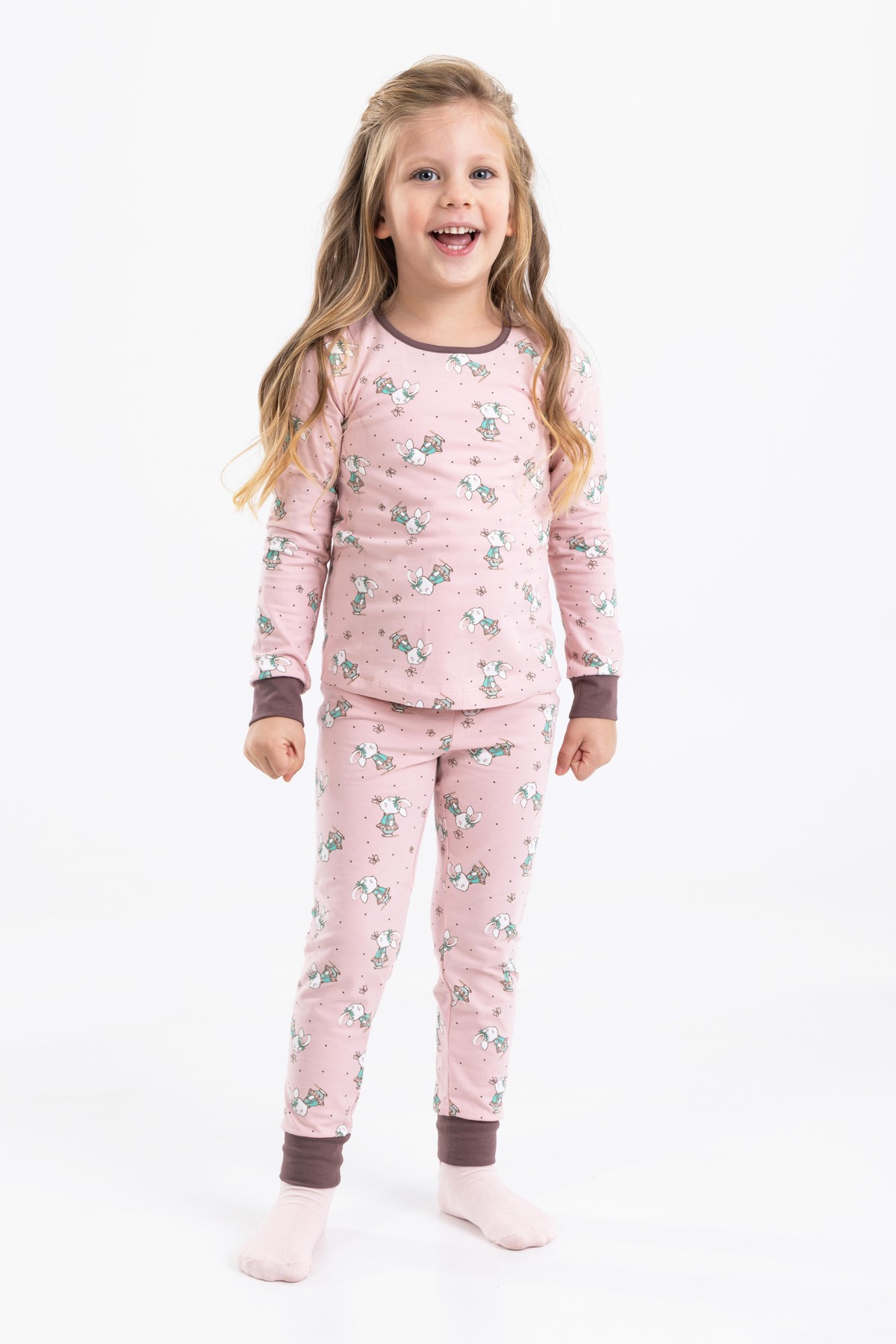 Baykar Kız Çocuk Uzun Kollu Pijama Takımı 9198 Gül kurusu
