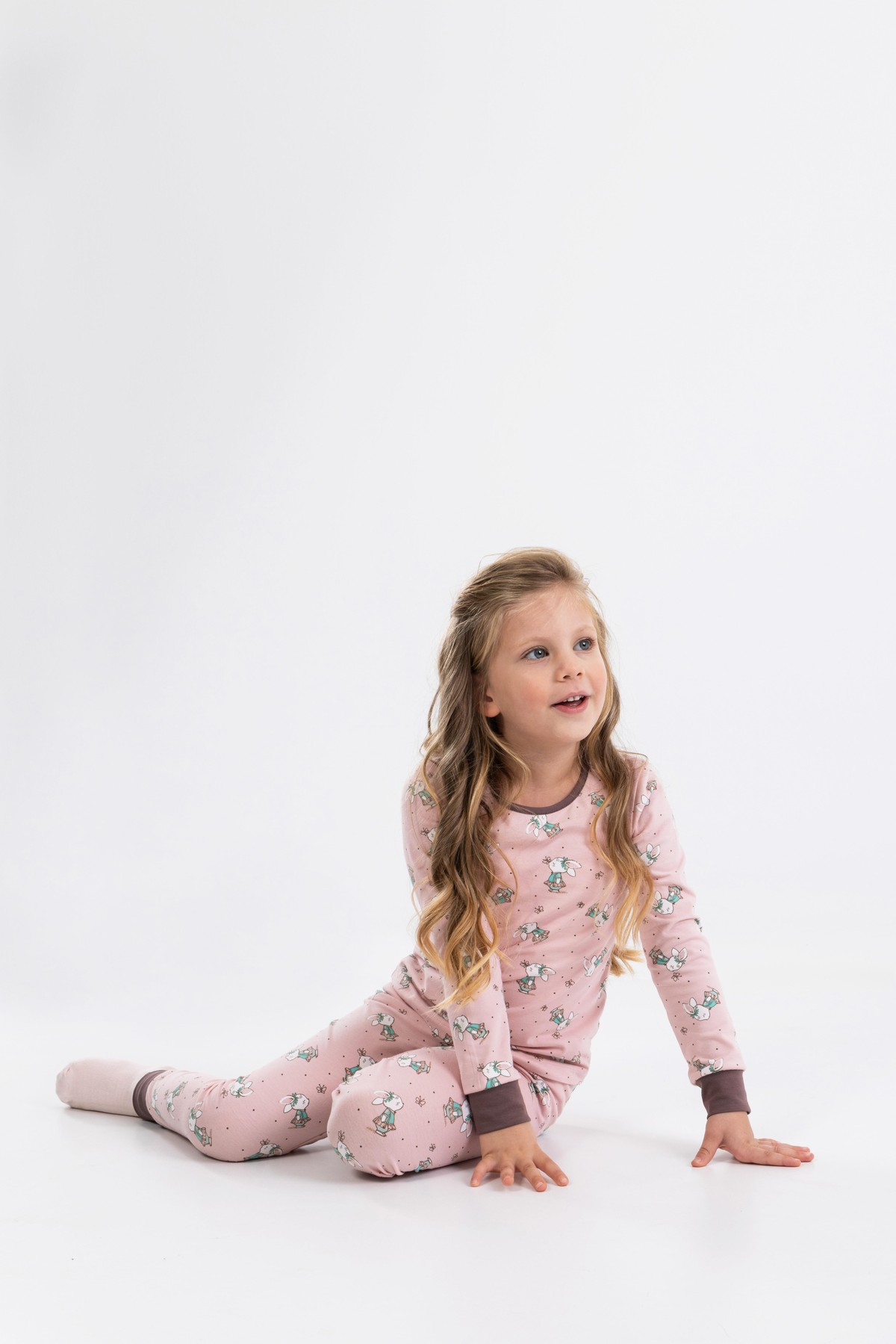 Baykar Kız Çocuk Uzun Kollu Pijama Takımı 9198 Gül kurusu