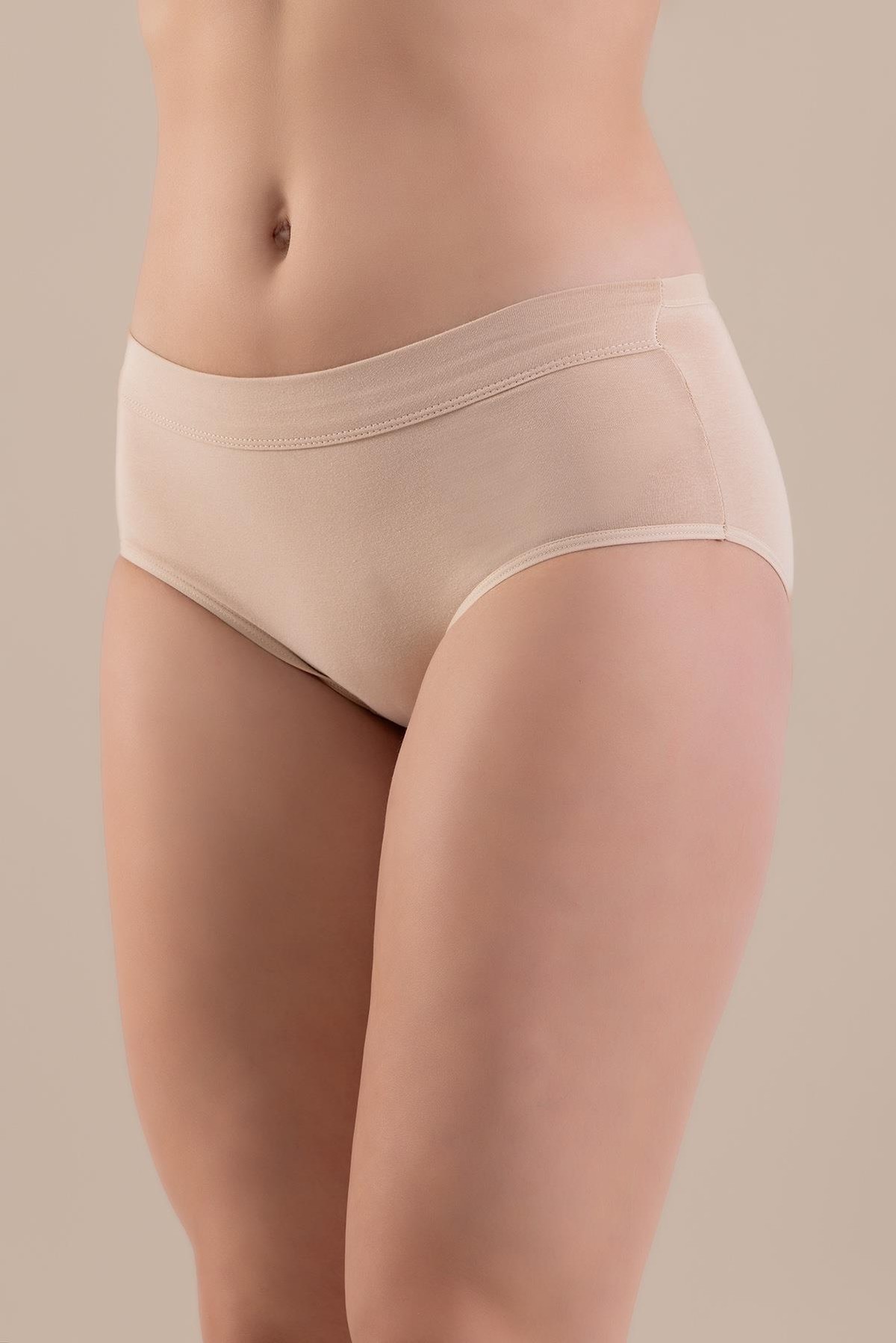 Düşük Bel Pamuklu Basic Kadın Slip Külot 3lü Paket 8445 Krem