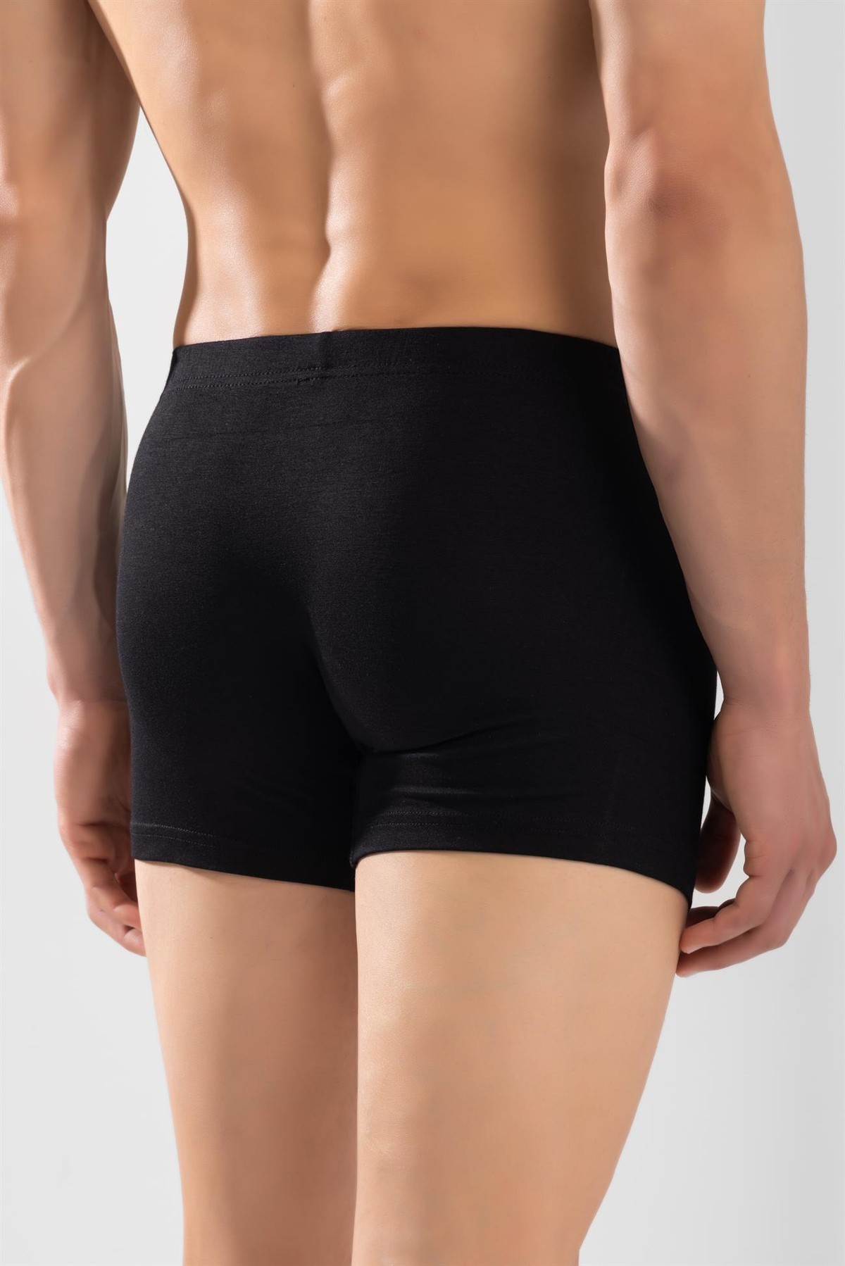 Erkek Bamboo Likralı Düz Boxer Siyah