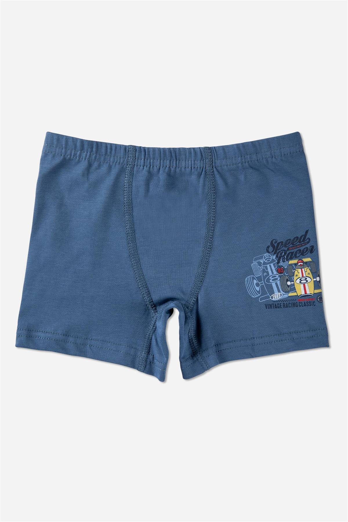 Erkek Çocuk Araba Desenli Pamuklu Boxer 3'lü Paket Gri