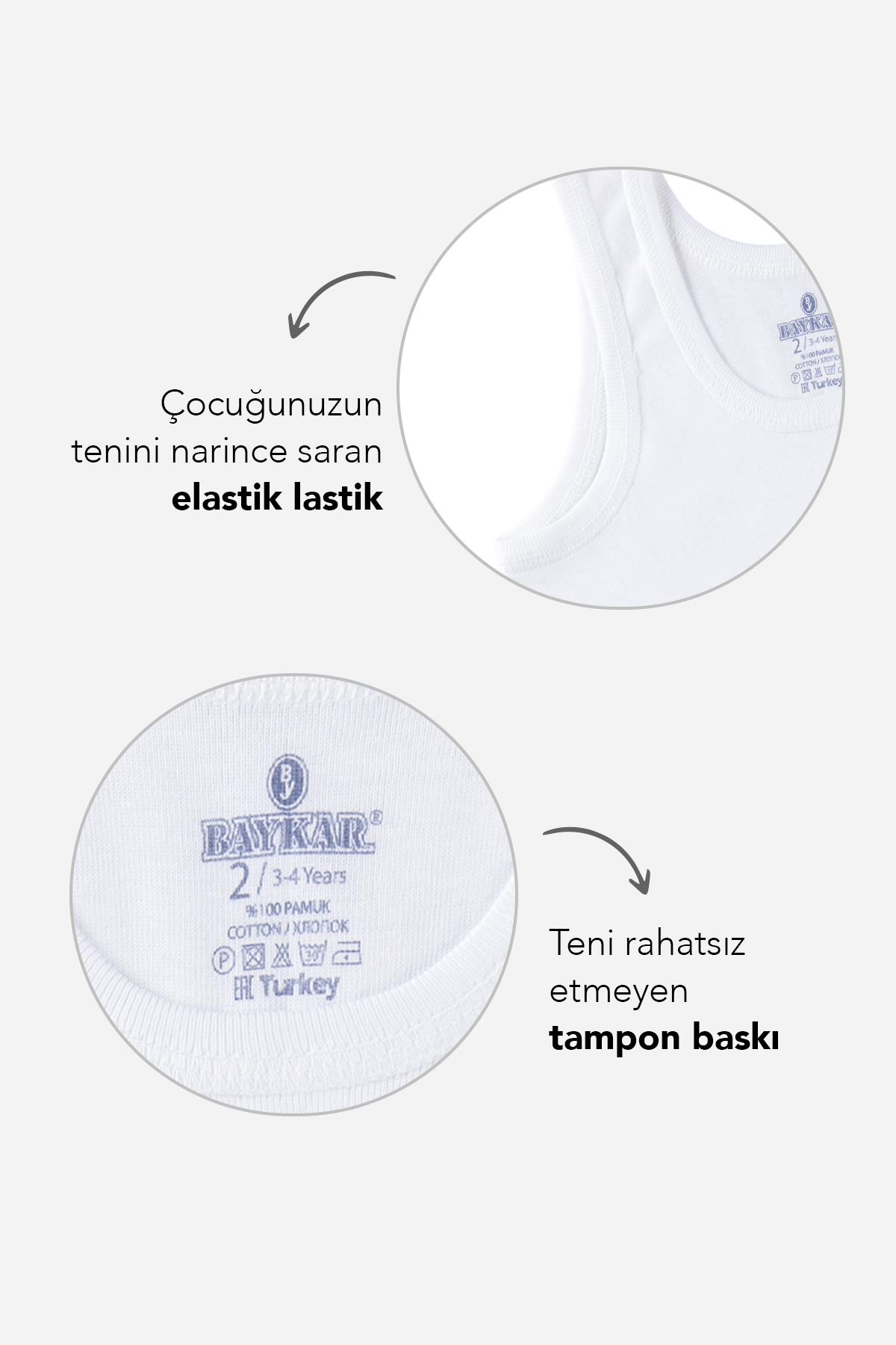 Erkek Çocuk Oval Yaka Organik Pamuklu Atlet 2'li Paket Beyaz