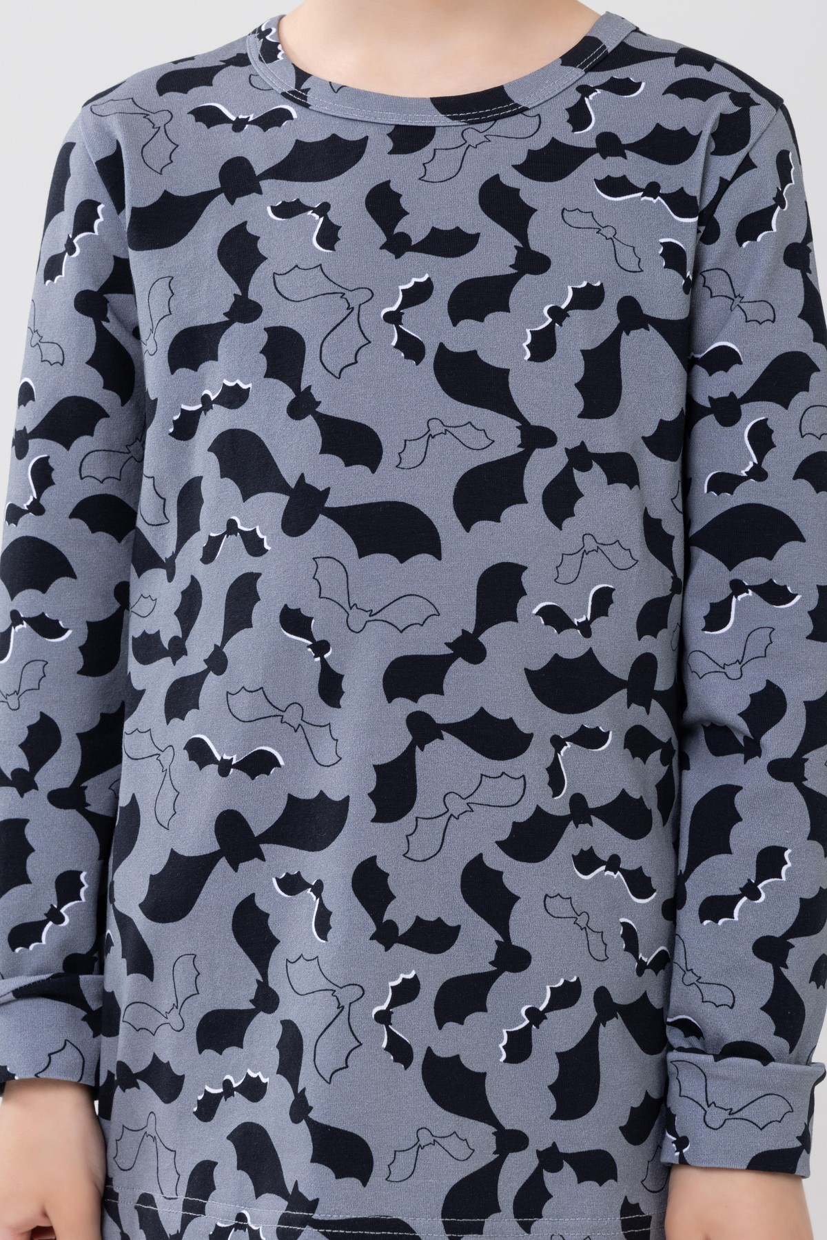Erkek Çocuk Pamuklu Baskılı Bisiklet Yaka Uzun Kollu Manşetli Pijama Takımı 9605-1 Gri