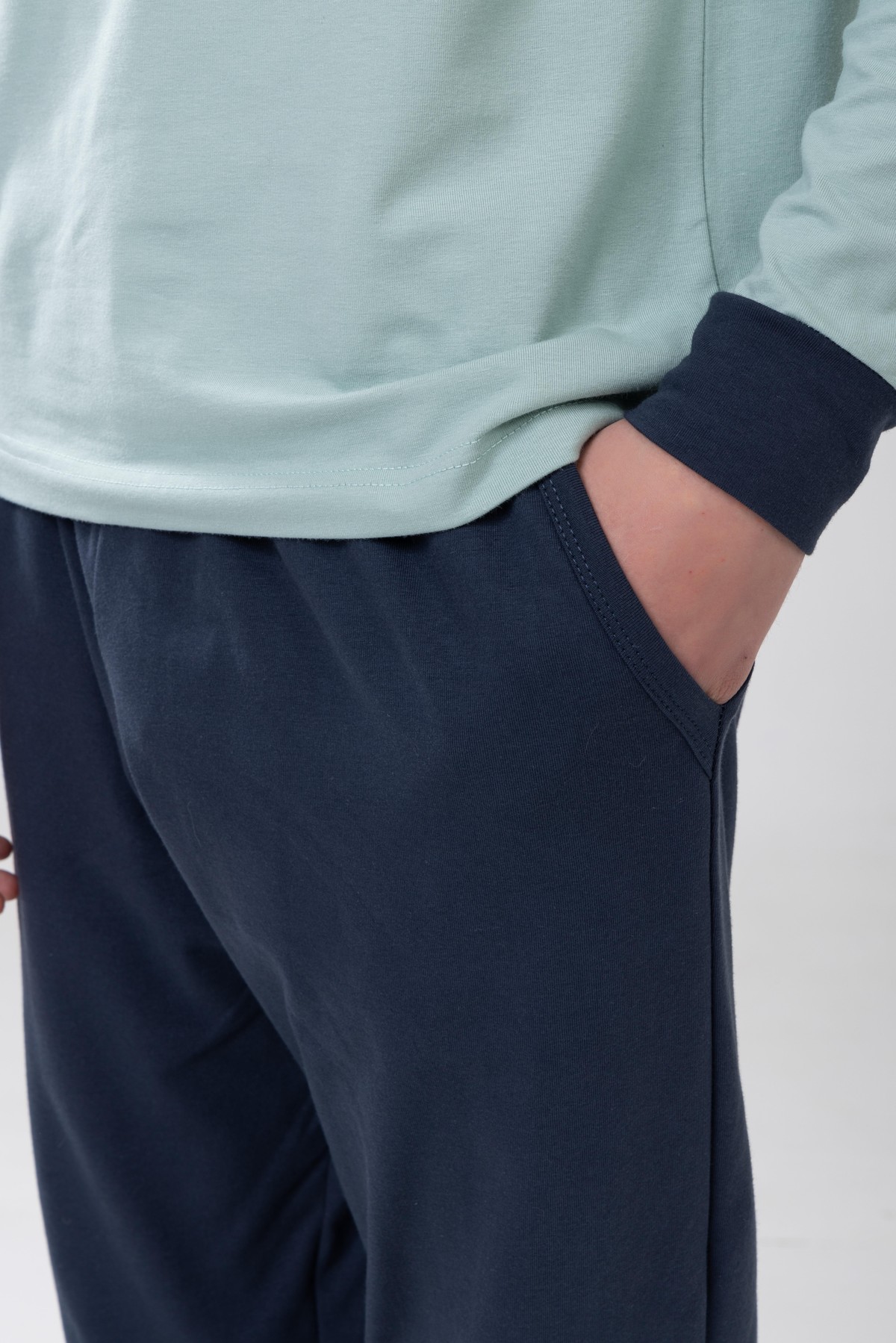 Erkek Çocuk Pamuklu Baskılı Bisiklet Yaka Uzun Kollu Manşetli Pijama Takımı 9607-1 Yeşil