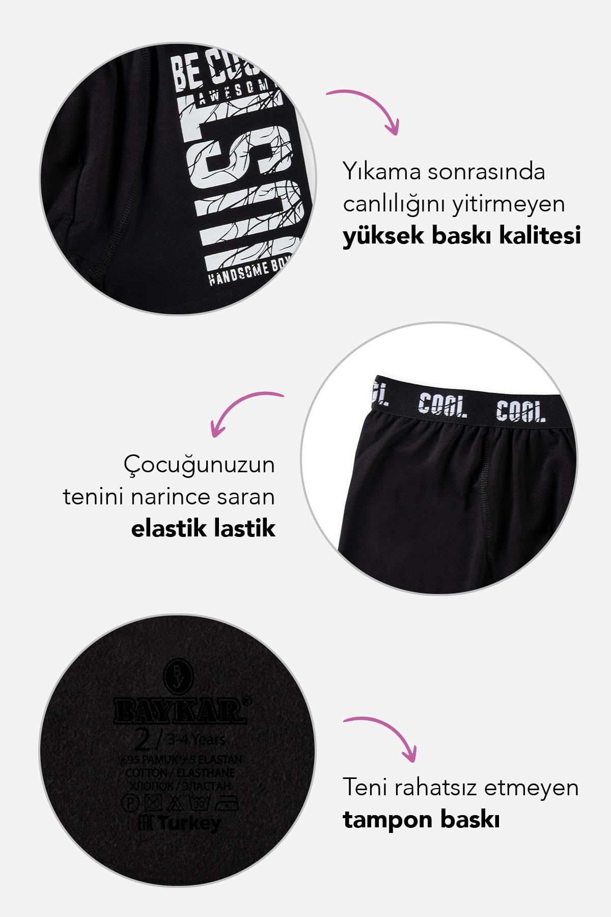 Erkek Çocuk Pamuklu Baskılı Rahat Kesim Likralı Boxer 3051 Renkli