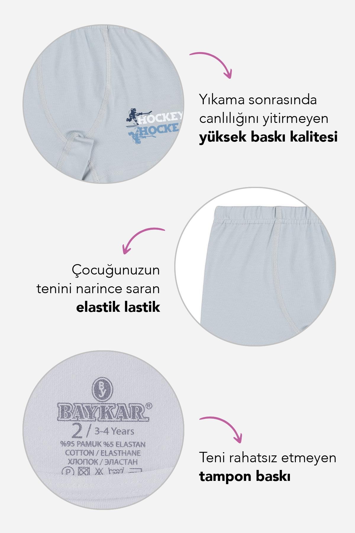 Erkek Çocuk Pamuklu Baskılı Rahat Kesim Likralı Boxer 3'lü Paket 3430 Renkli