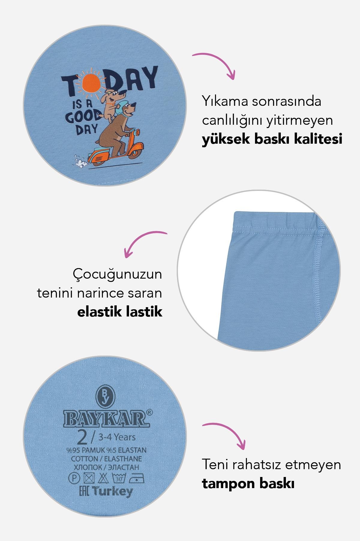 Erkek Çocuk Pamuklu Baskılı Rahat Kesim Likralı Boxer 3'lü Paket 3526 Renkli